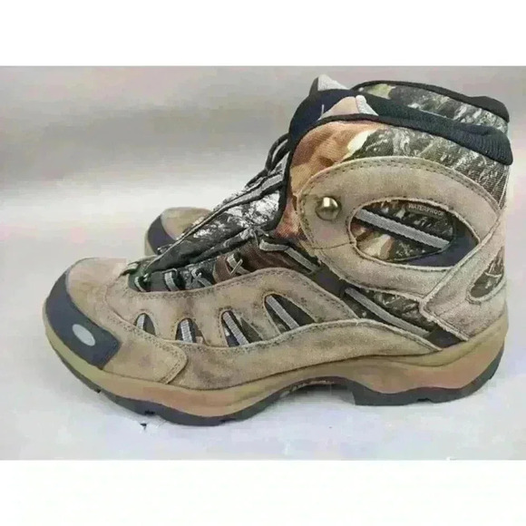 Hi-Tec Bandera Mid Waterproof Hiking Boots Suede Leather Tan Mens 14 New Laces - Picture 4 of 12